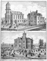 Court House and Jail, Public School, Auburn, DeKalb County 1880